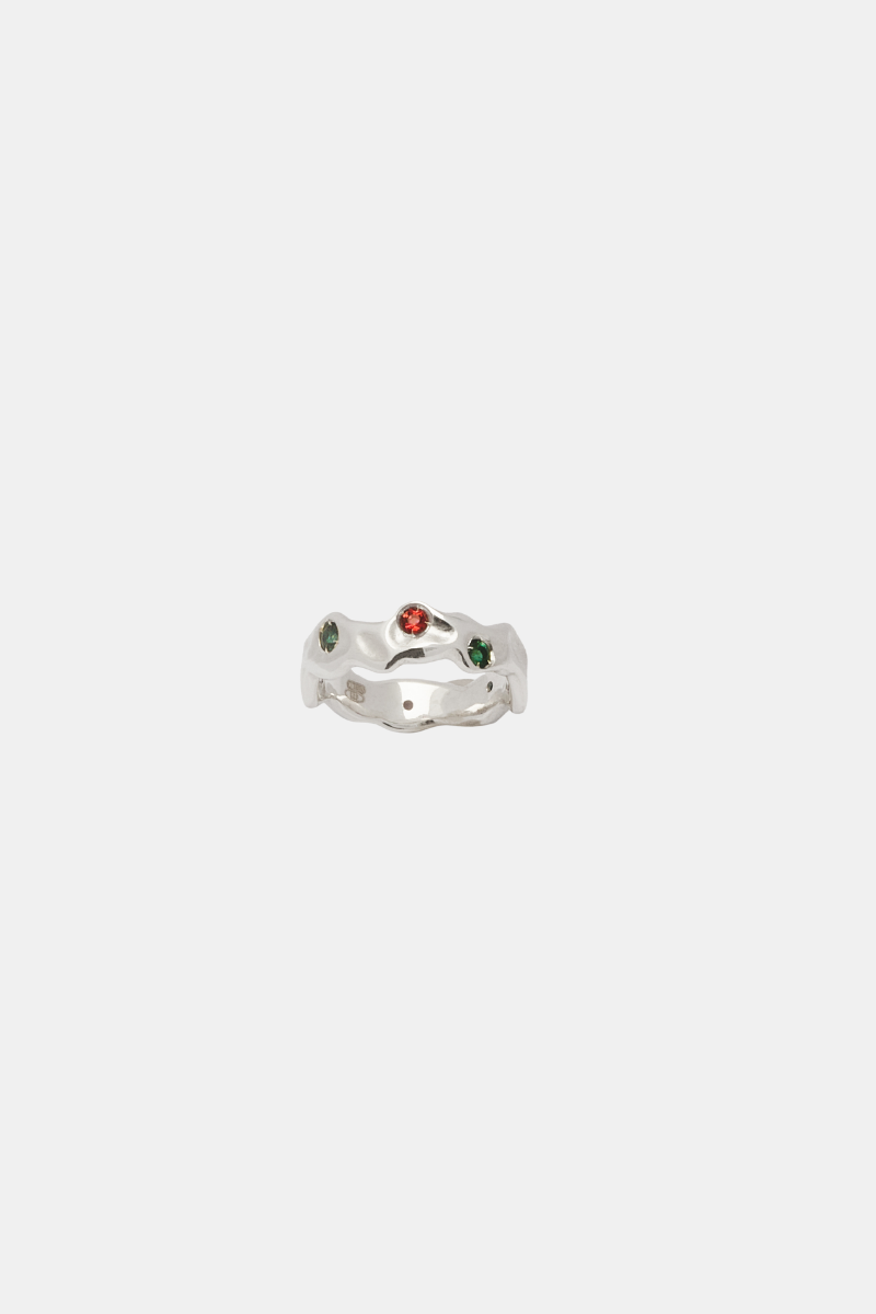 Band Ring Silver & Fuchsia Multi