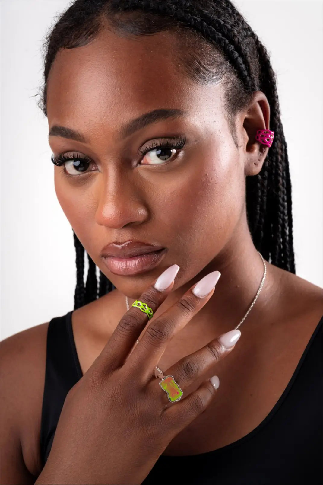 Duo Ring Drought Silver Green Multi