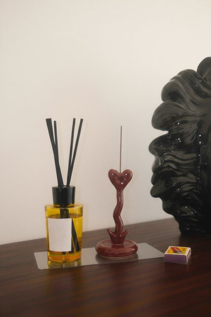 Burning Heart Incense Holder Bordeaux