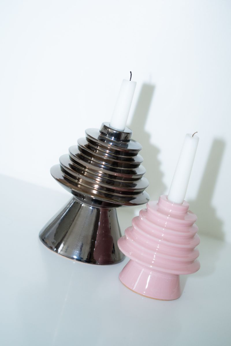 Round&Round Big Candle Holder Silver