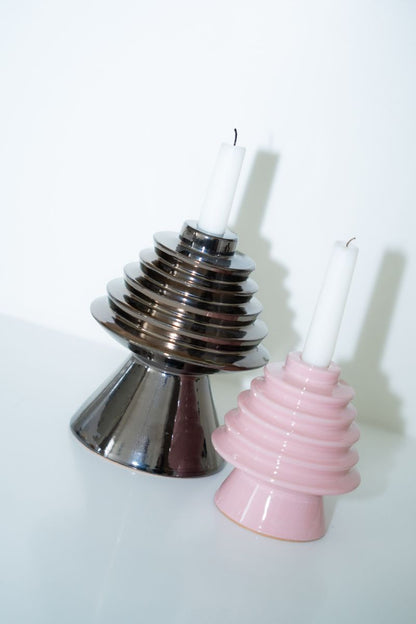 Round&Round Big Candle Holder Silver