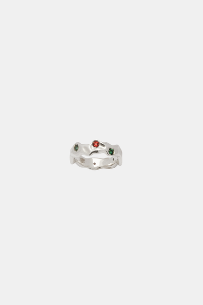Band Ring Silver &amp; Fuchsia Multi