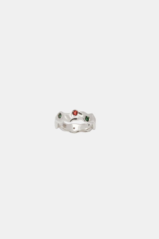 Band Ring Silver &amp; Fuchsia Multi