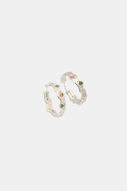 Big Circular Hoops Silver Multi