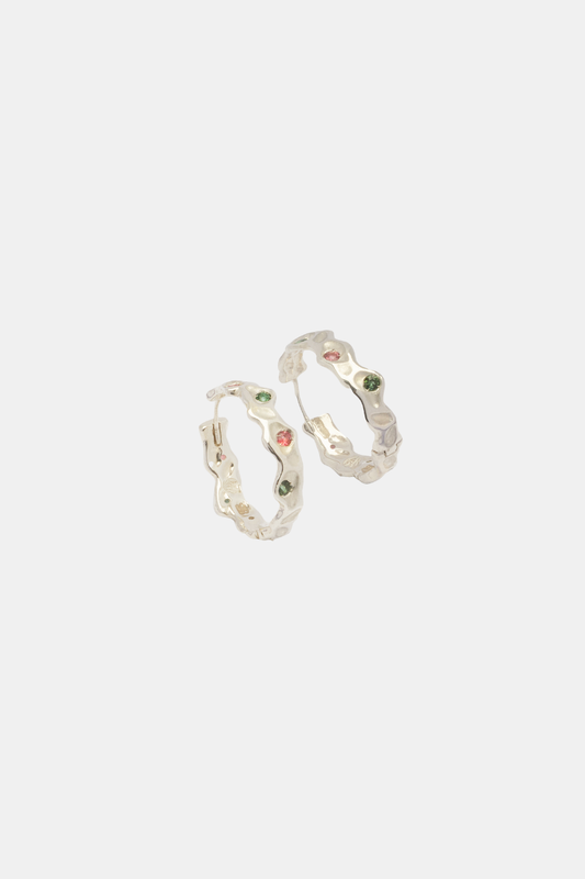 Big Circular Hoops Silver Multi