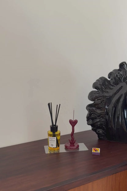 Burning Heart Incense Holder Bordeaux